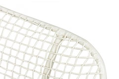 Set di 7 sedie da pranzo basse Russell Woodard "Sculptura" in ferro battuto e rete d'acciaio