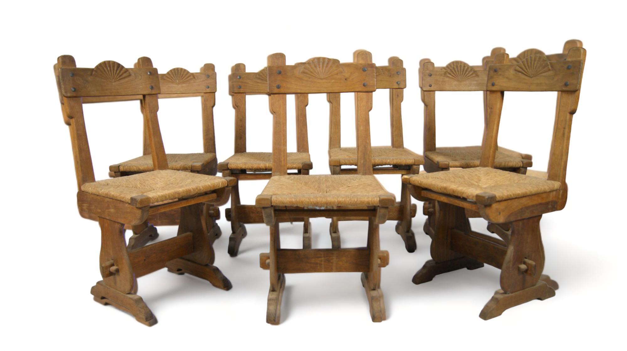 Set of 7 rustic chairs For Sale 4