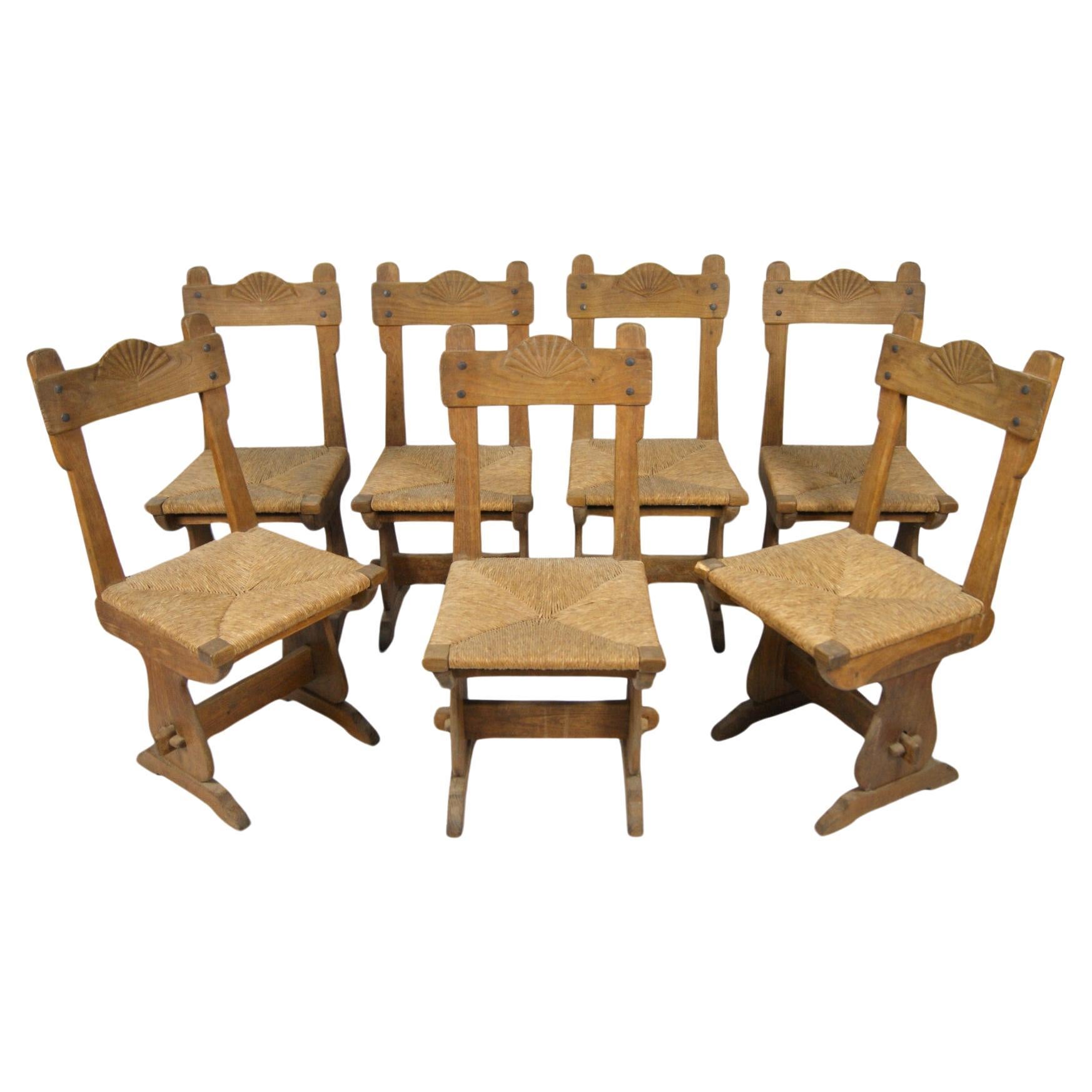 Set of 7 rustic chairs