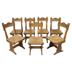 Set of 7 rustic chairs