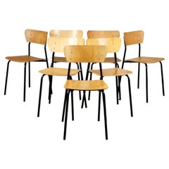 Set of 7 School Chairs from Lyon, France, 1970s