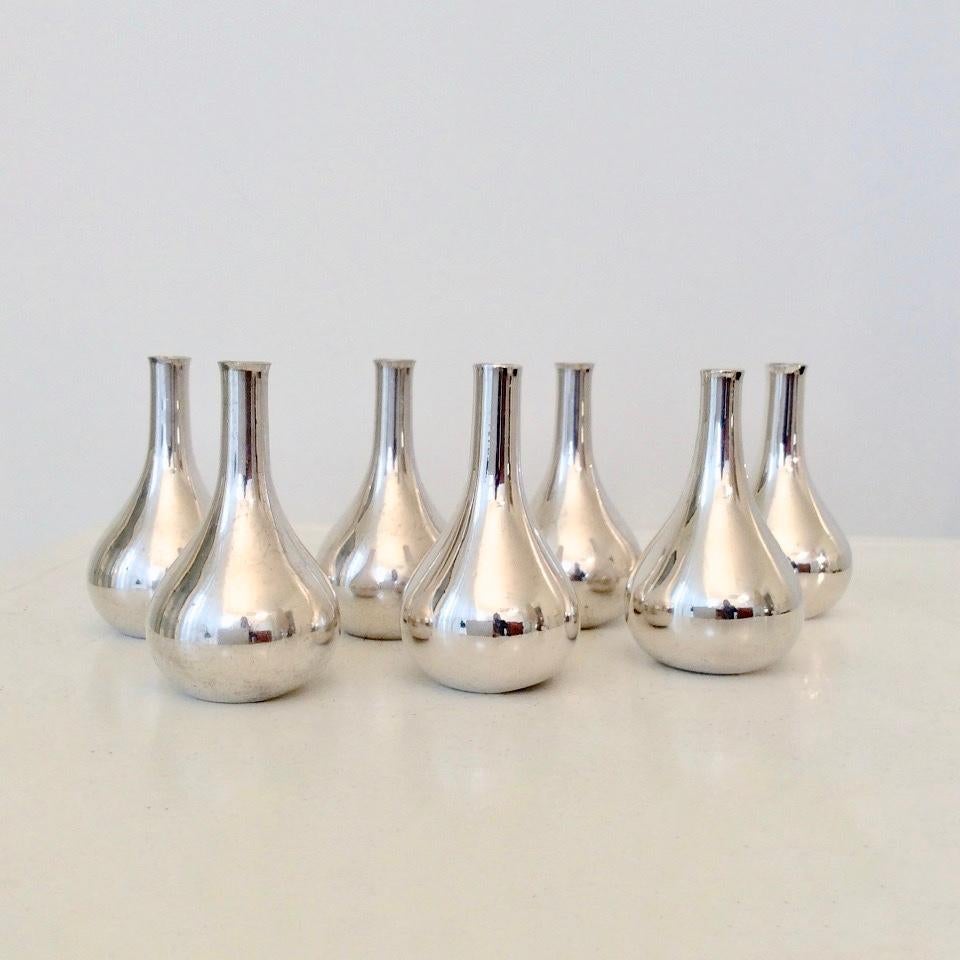 Scandinavian Modern Set of 7 Silver Plated Tilting Candleholders, for Dansk, Denmark, circa 1960