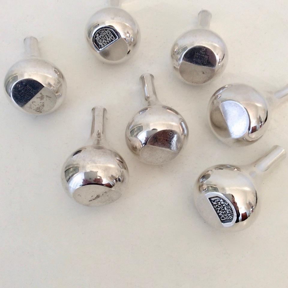 Set of 7 Silver Plated Tilting Candleholders, for Dansk, Denmark, circa 1960 In Good Condition In Brussels, BE