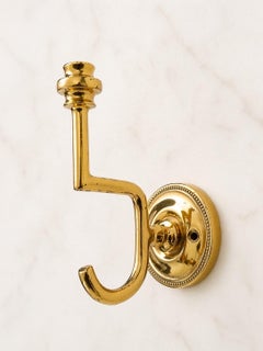 Set of 7 Solid Brass Wall Hooks – Hollywood Regency Style Coat Hooks, 1970s