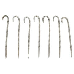 Set von 7 gedrehten Schilfrohr-Cocktail Picks aus Sterlingsilber #21581