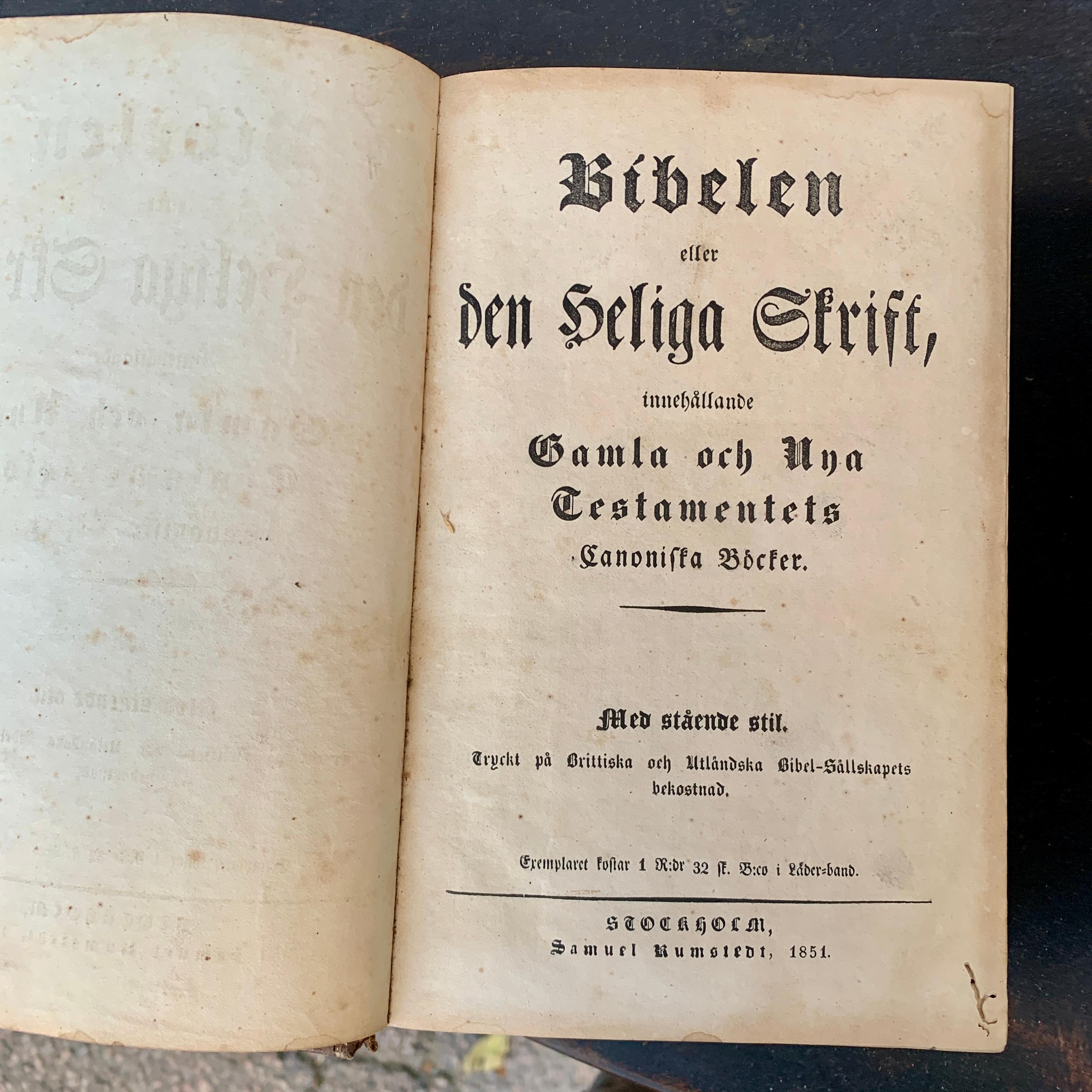 Set of 7 Swedish 19th Century Leather-Bound Bible Books 7