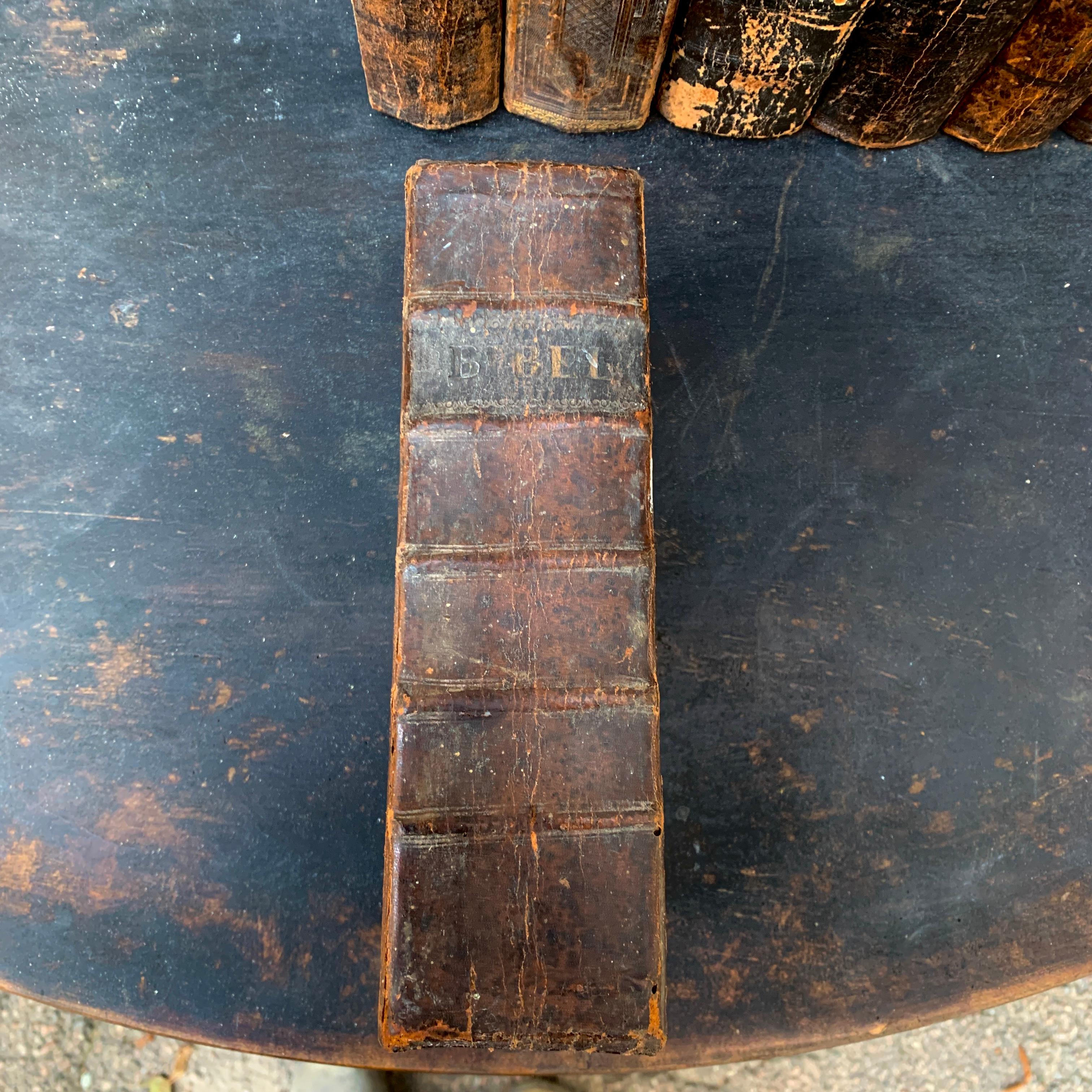 Set of 7 Swedish 19th Century Leather-Bound Bible Books 4