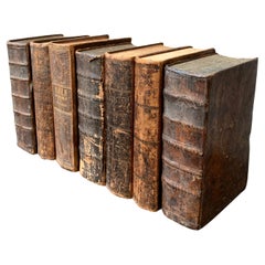 Set of 7 Swedish 19th Century Leather-Bound Bible Books