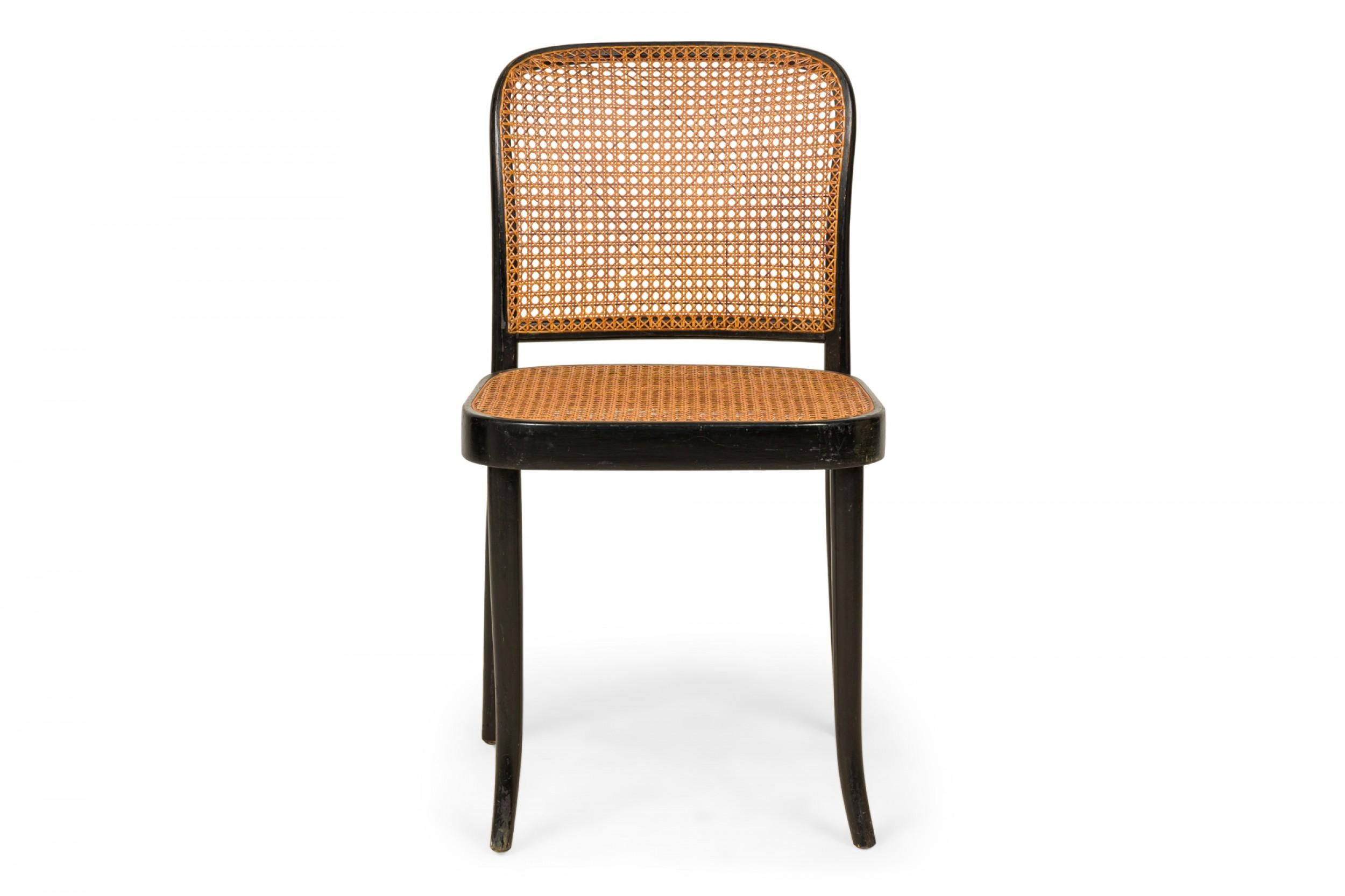 Post-Modern Set of 7 Thonet Bentwood Caned Dining Chairs For Sale