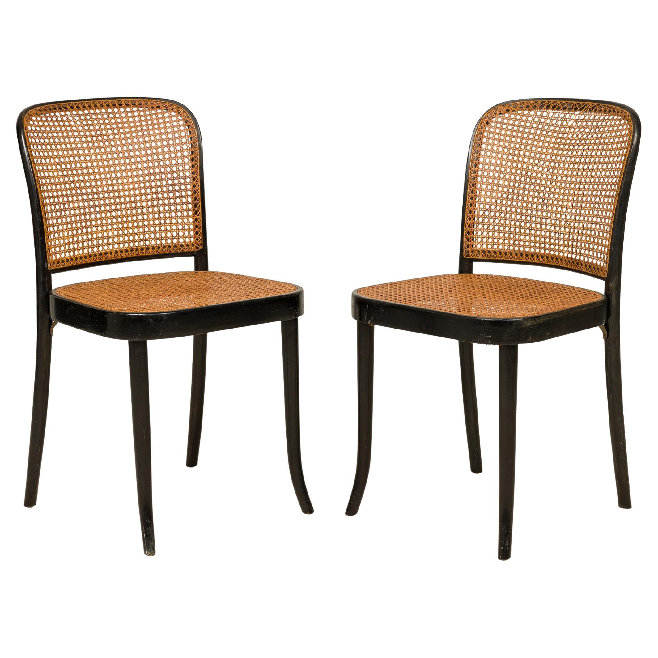 Set of 7 Thonet Bentwood Caned Dining Chairs For Sale