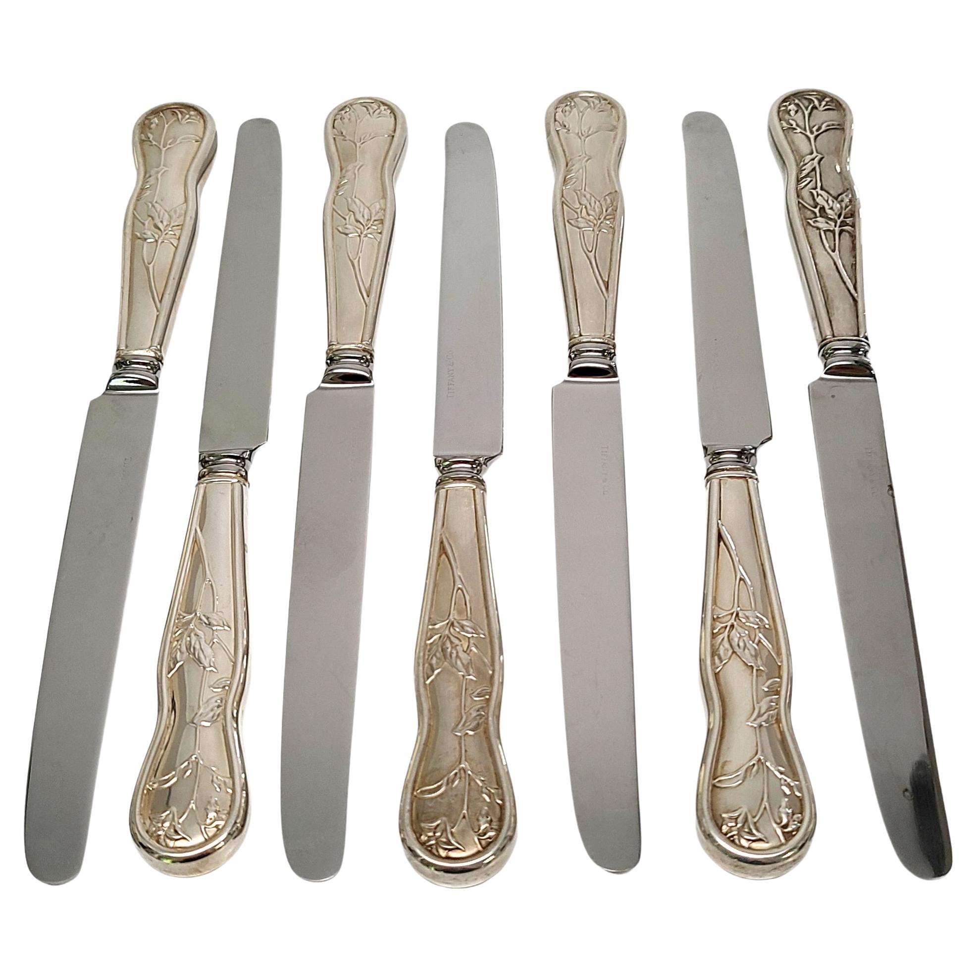 Set of 7 Tiffany & Co American Garden Sterling Silver Handle Dinner Knives