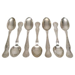 Set of 7 Tiffany & Co American Garden Sterling Silver Teaspoons