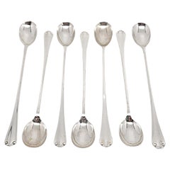 Set of 7 Tiffany & Co Flemish Sterling Silver Iced Tea Spoons 7 3/8" #15480