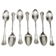 Vintage Set of 7 Tiffany & Co Provence Sterling Silver Teaspoons 6" w/mono #15392