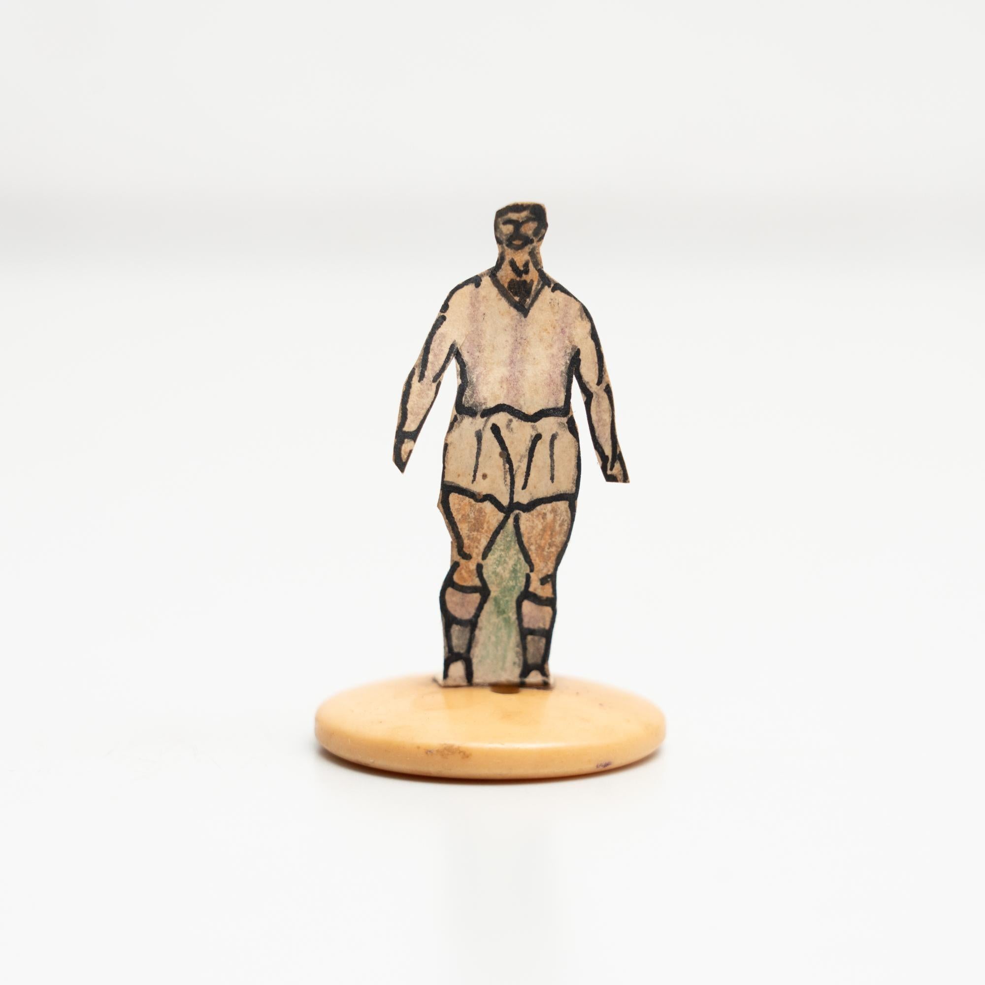 Set of 7 Traditional Antique Button Soccer Game Figures, circa 1950 For Sale 4