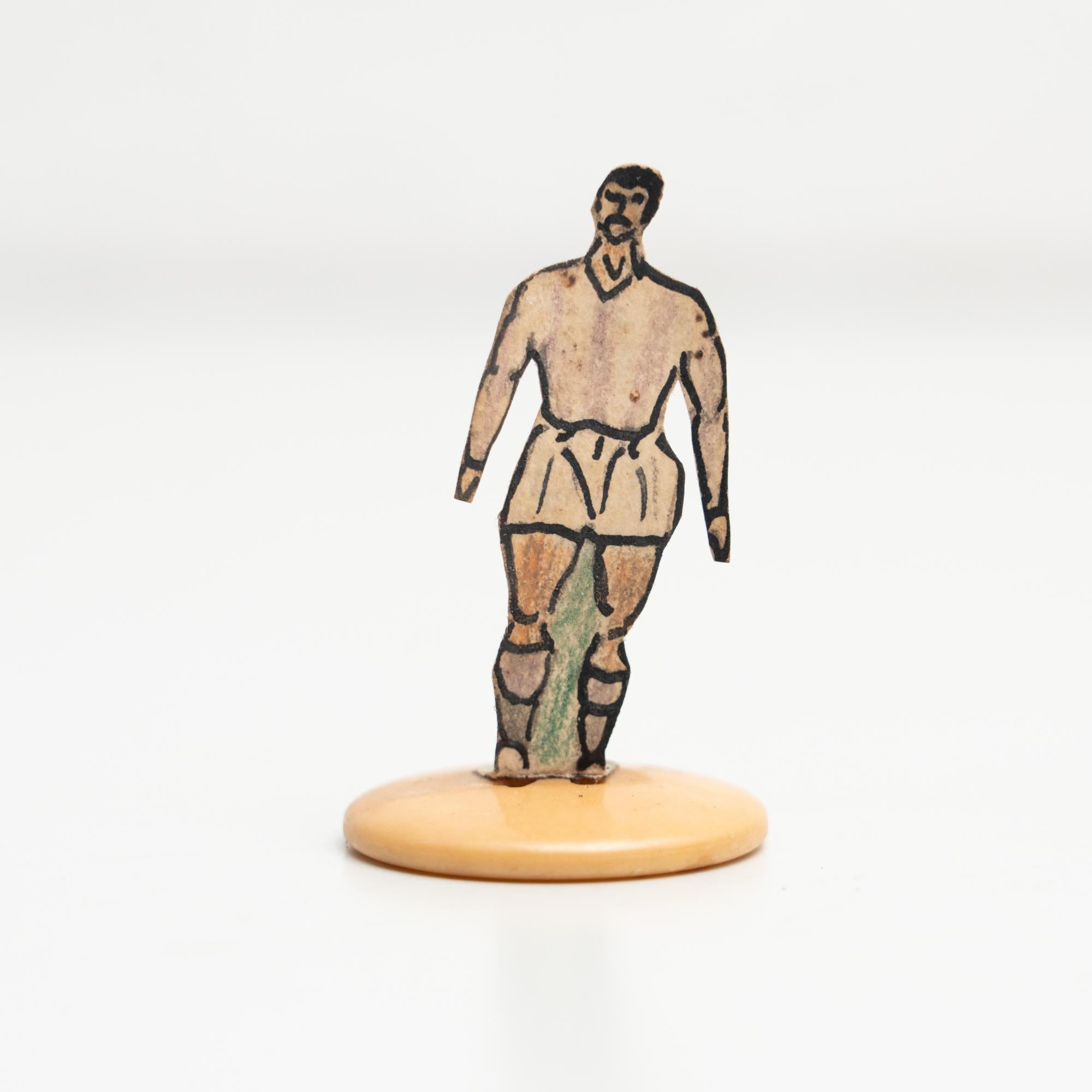 Set of 7 Traditional Antique Button Soccer Game Figures, circa 1950 For Sale 7