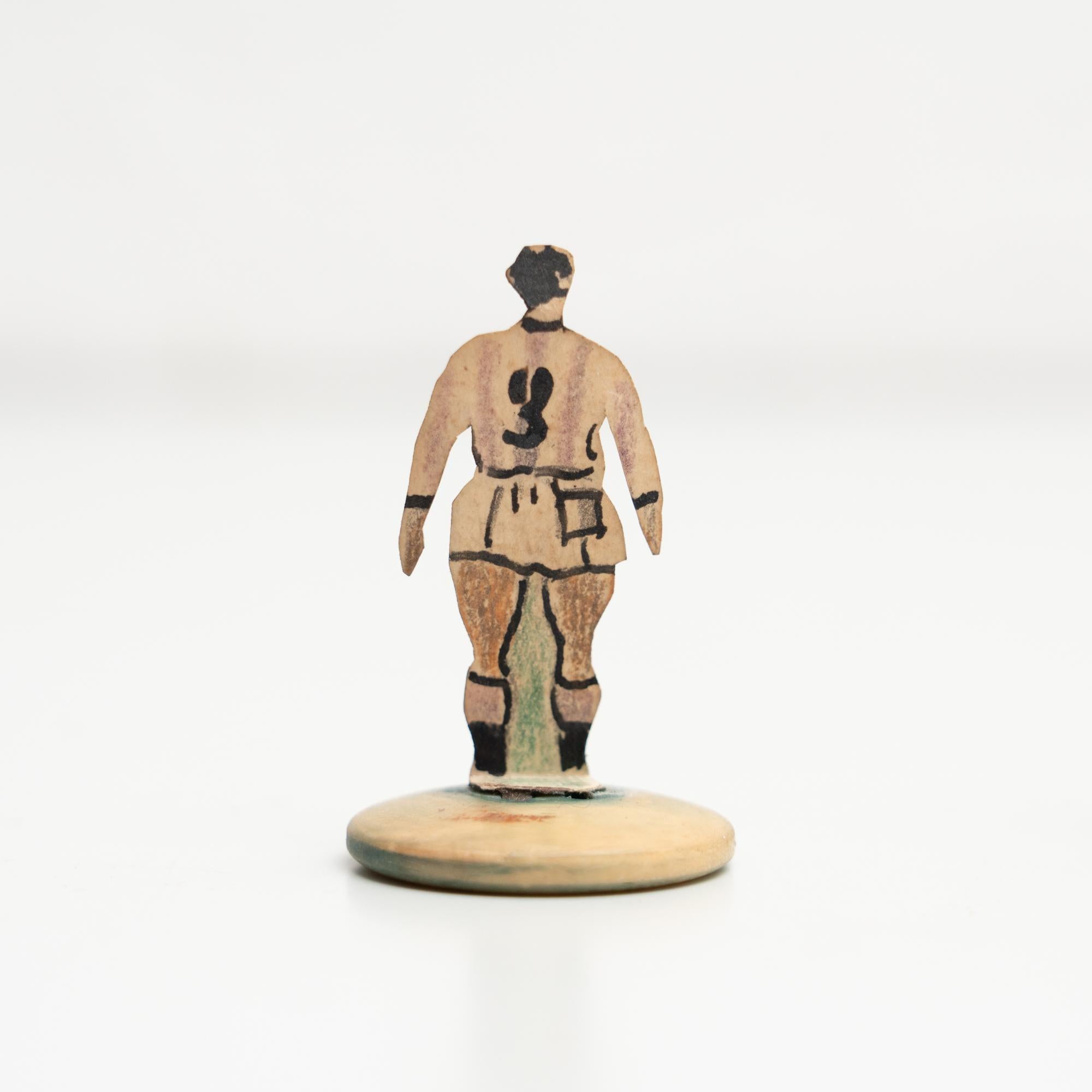 Set of 7 Traditional Antique Button Soccer Game Figures, circa 1950 In Good Condition For Sale In Barcelona, ES
