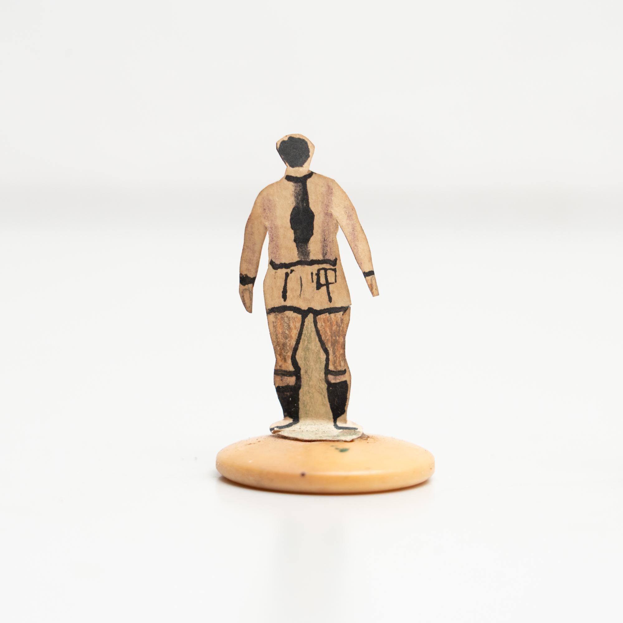 Mid-20th Century Set of 7 Traditional Antique Button Soccer Game Figures, circa 1950 For Sale