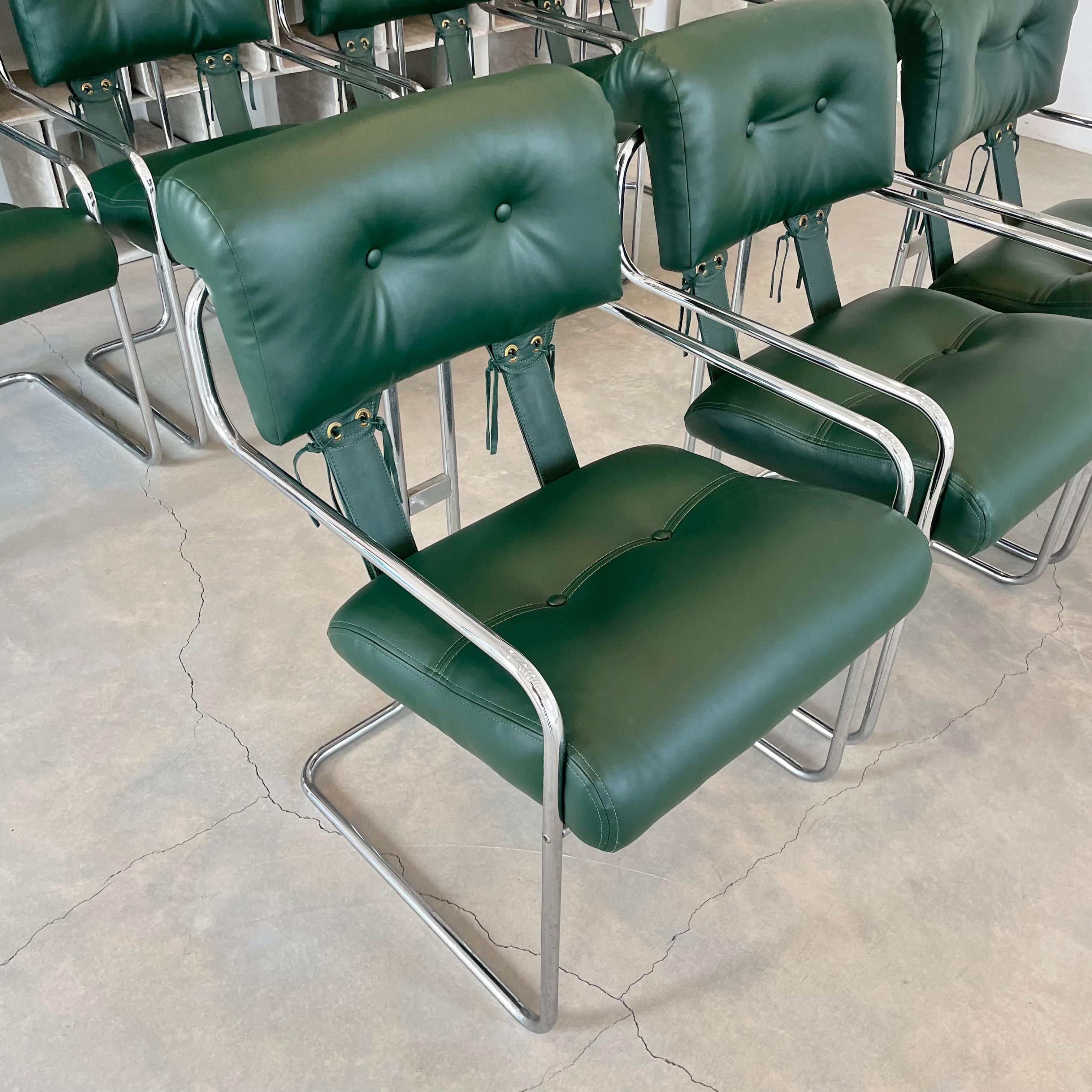 Set of 7 'Tucroma' Chairs in Green by Guido Faleschini, 1970s Italy 3