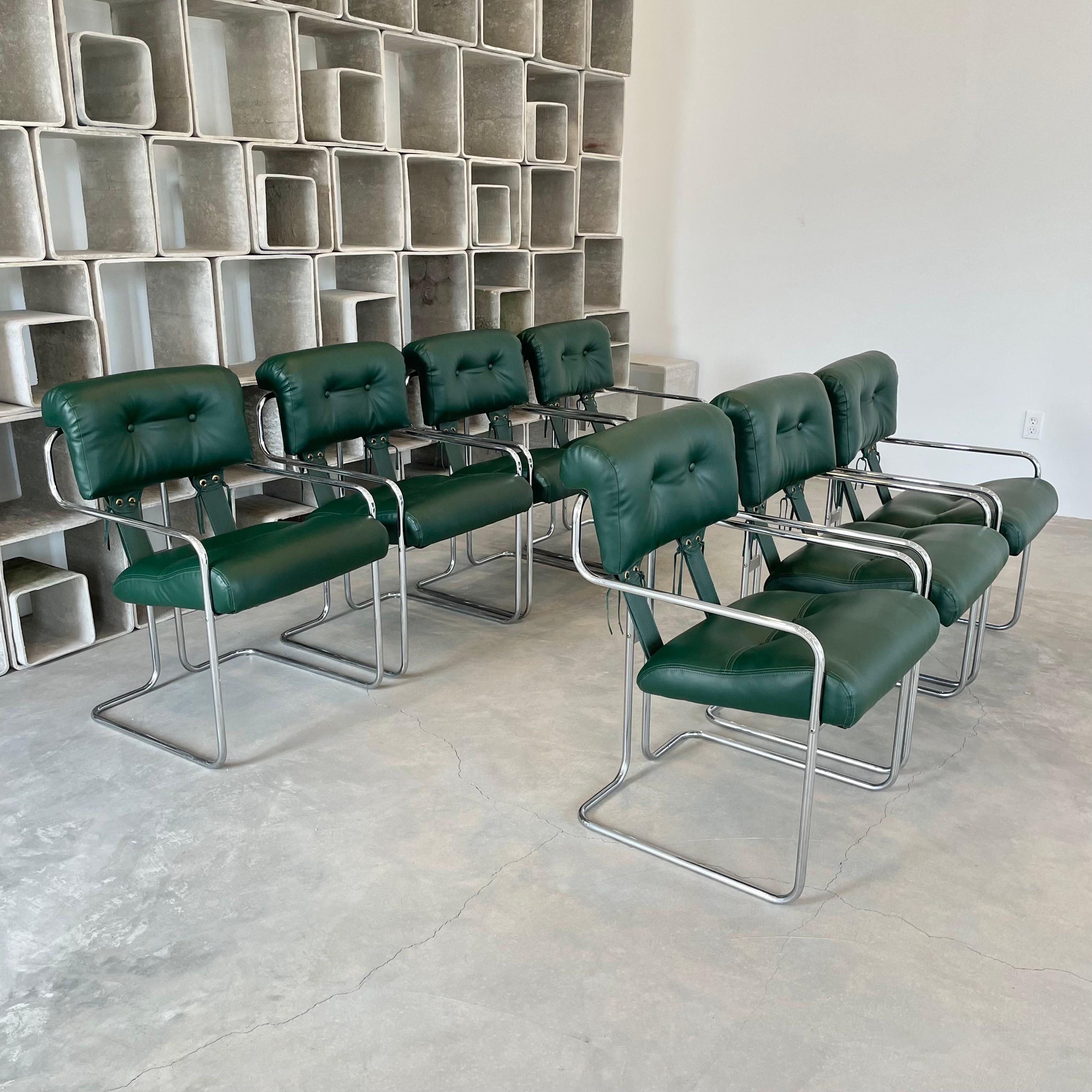 Set of 7 'Tucroma' Chairs in Green by Guido Faleschini, 1970s Italy 6