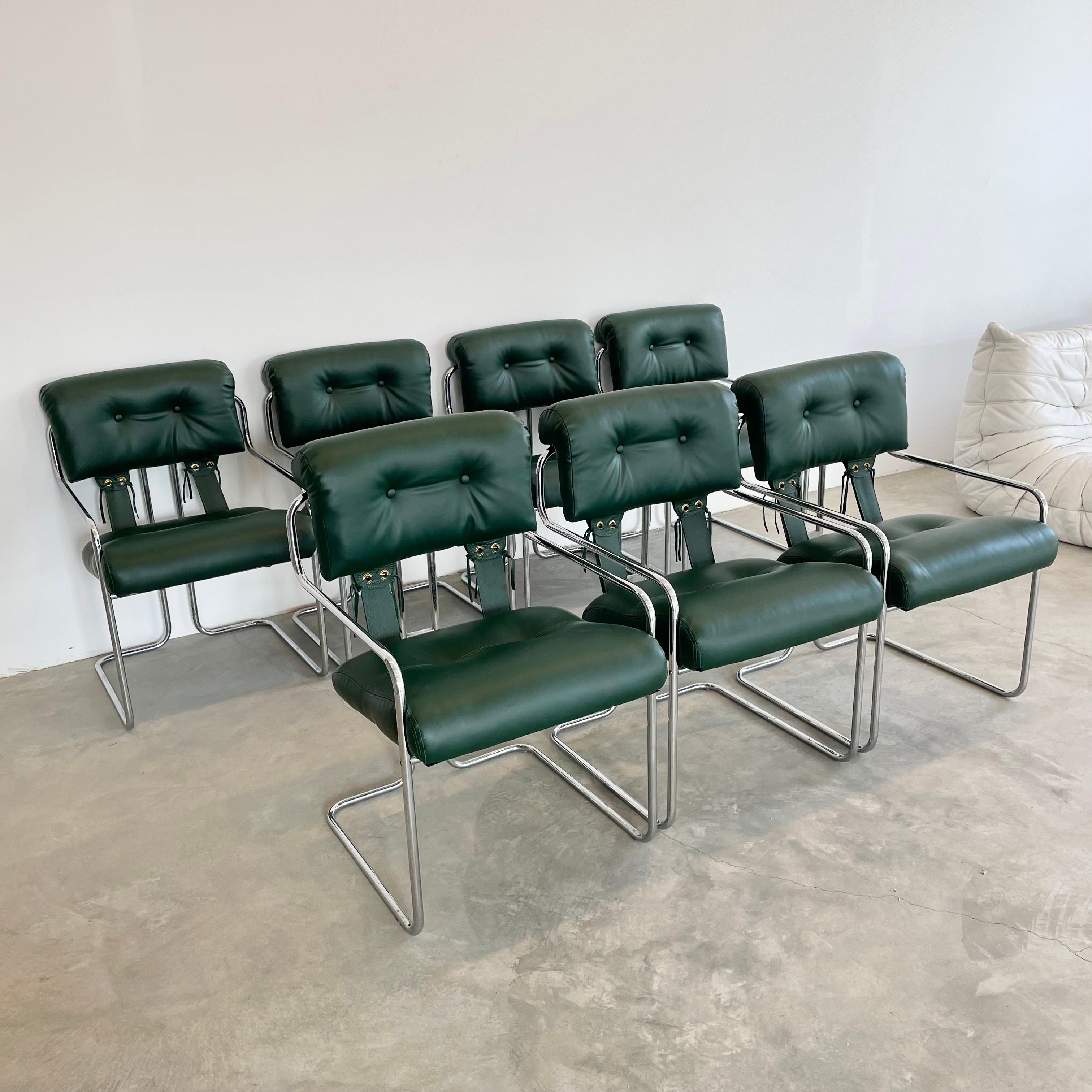 Set of 7 'Tucroma' Chairs in Green by Guido Faleschini, 1970s Italy 7