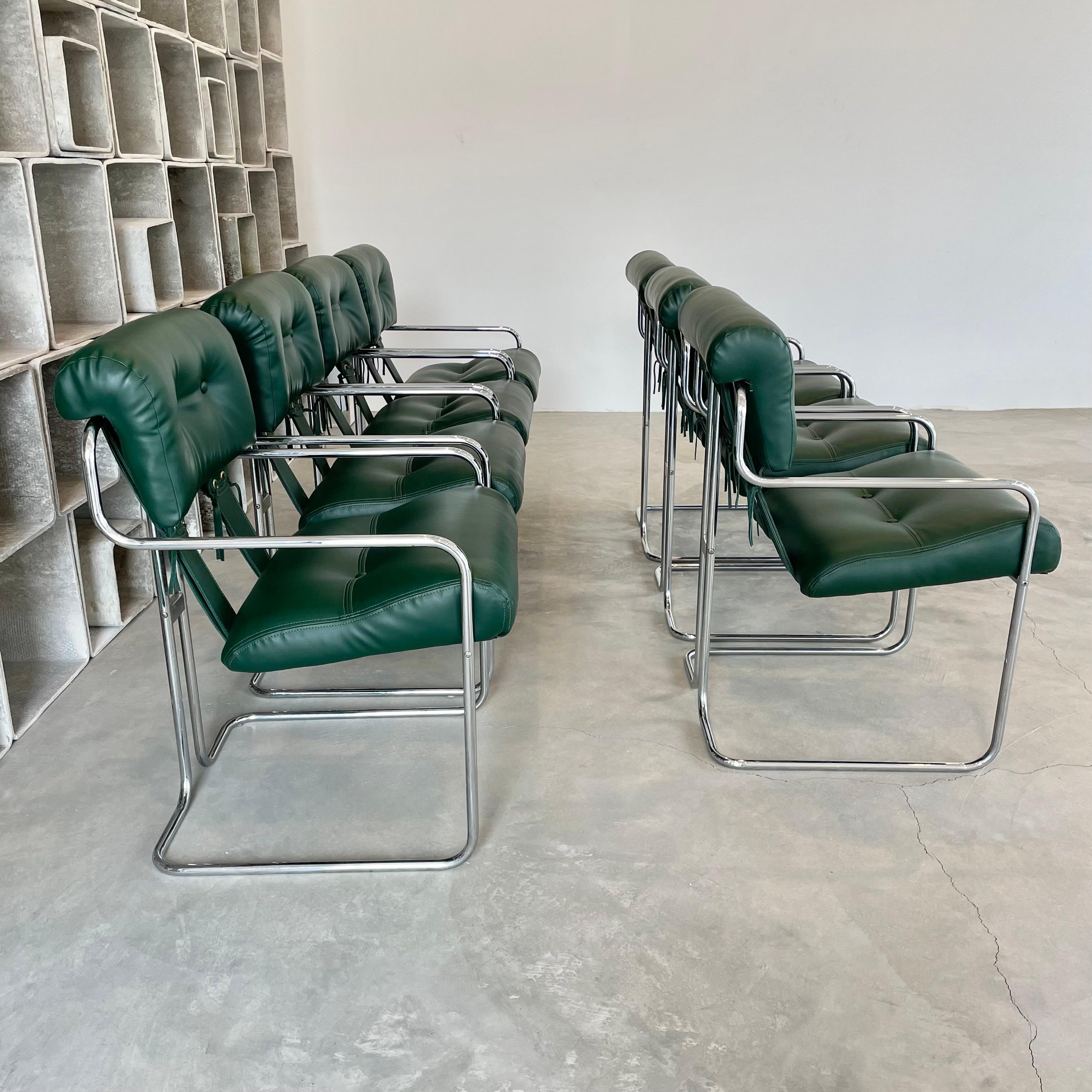 Mid-Century Modern Set of 7 'Tucroma' Chairs in Green by Guido Faleschini, 1970s Italy