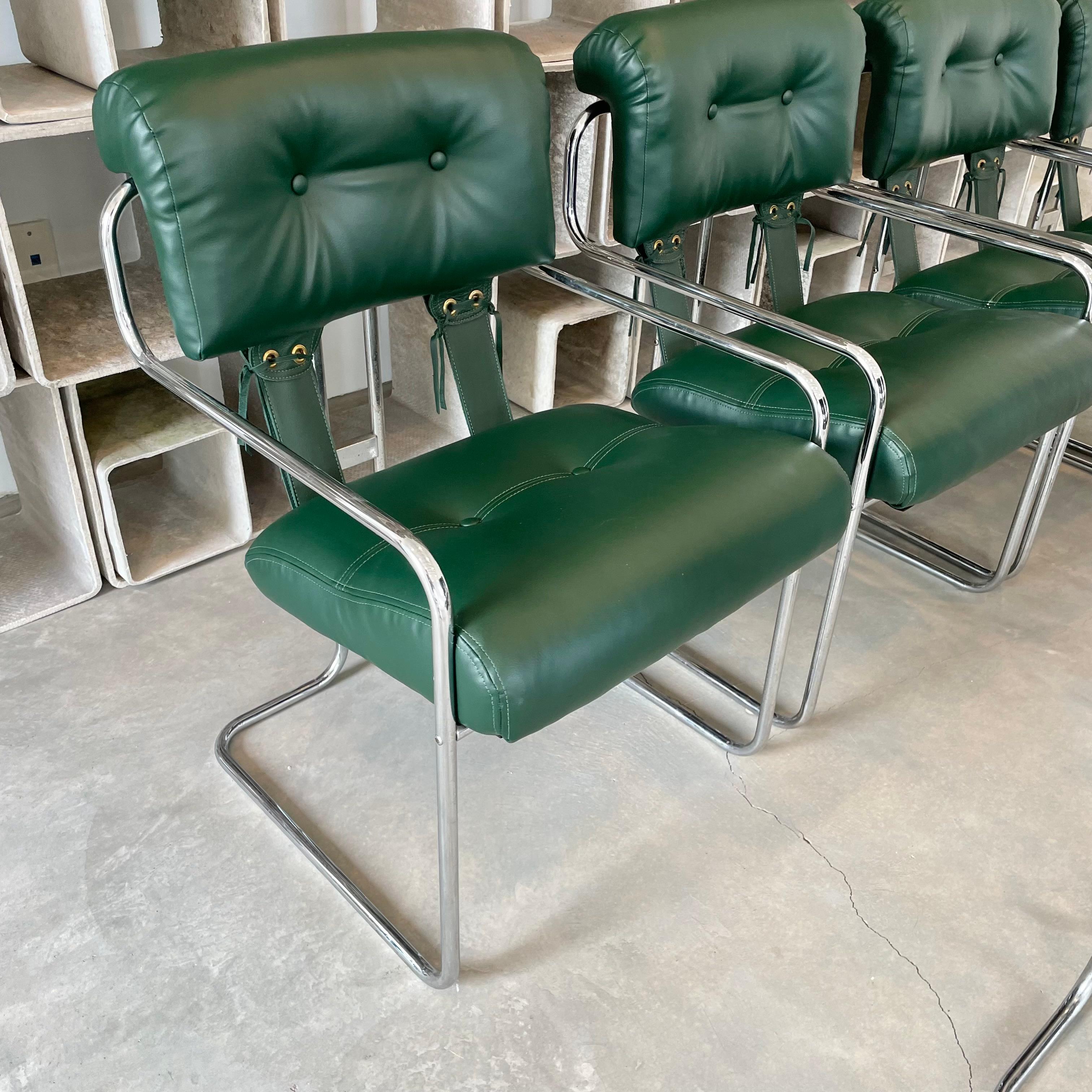 Late 20th Century Set of 7 'Tucroma' Chairs in Green by Guido Faleschini, 1970s Italy