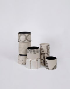 Collection of Seven French Ceramic Vases in Black and White, 21st Century