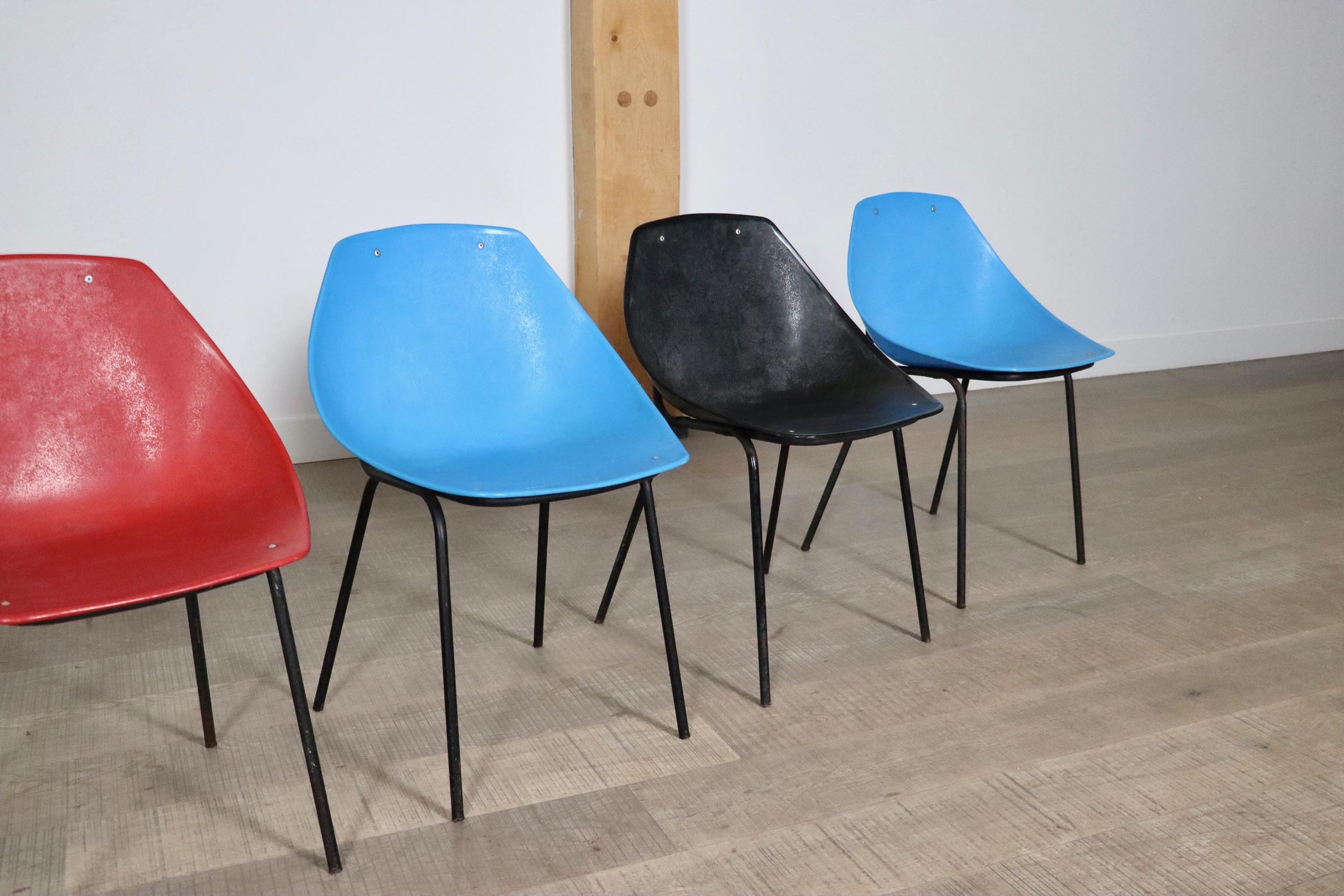Set Of 7 Vintage Coquillage Chairs By Pierre Guariche For Meurop, 1960s For Sale 2