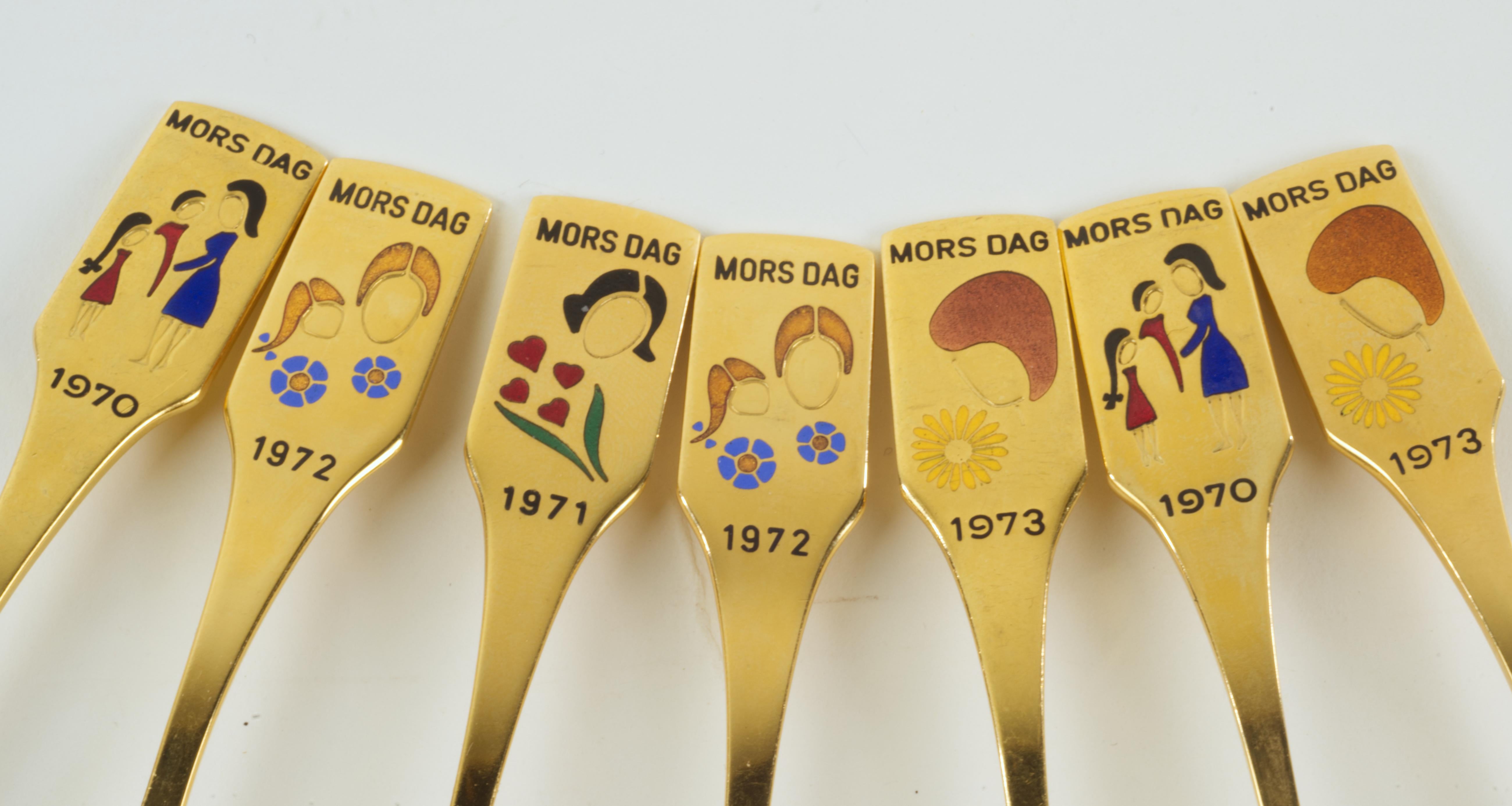 Danish Set of 7 Vintage Falle Uldall for Meka Denmark Spoons 1970-1973 For Sale