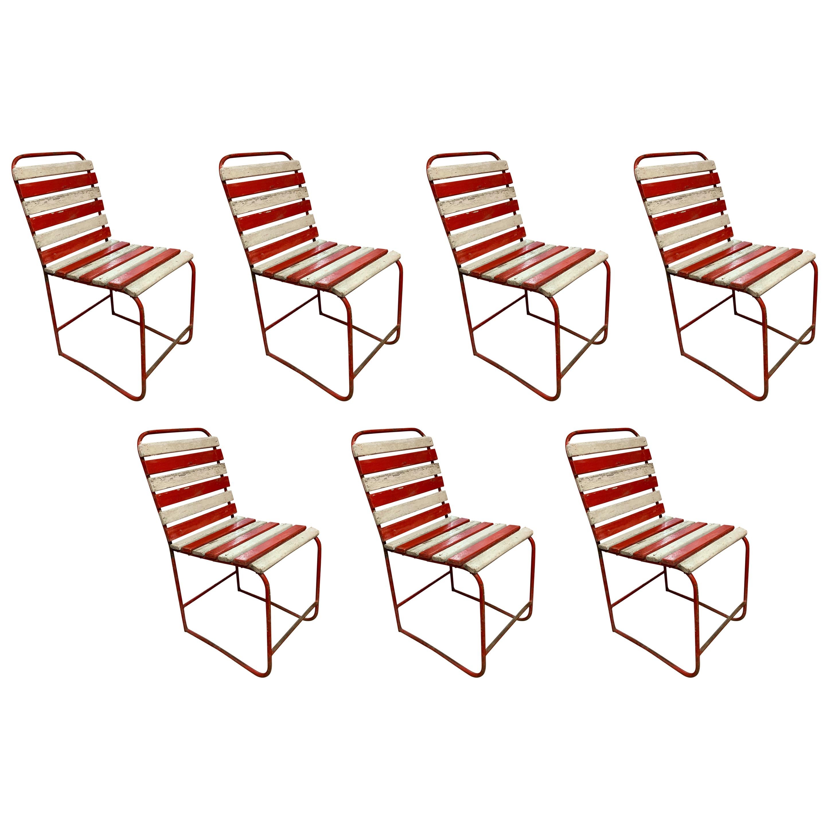 Set of 7 Vintage French Outdoor Dining Chairs at 1stDibs