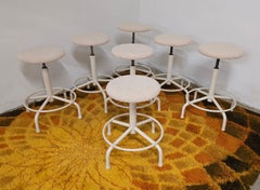 Set di 7 sgabelli regolabili industriali vintage