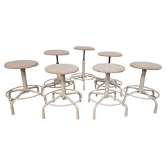 Set of 7 Vintage Industrial Adjustable Stools
