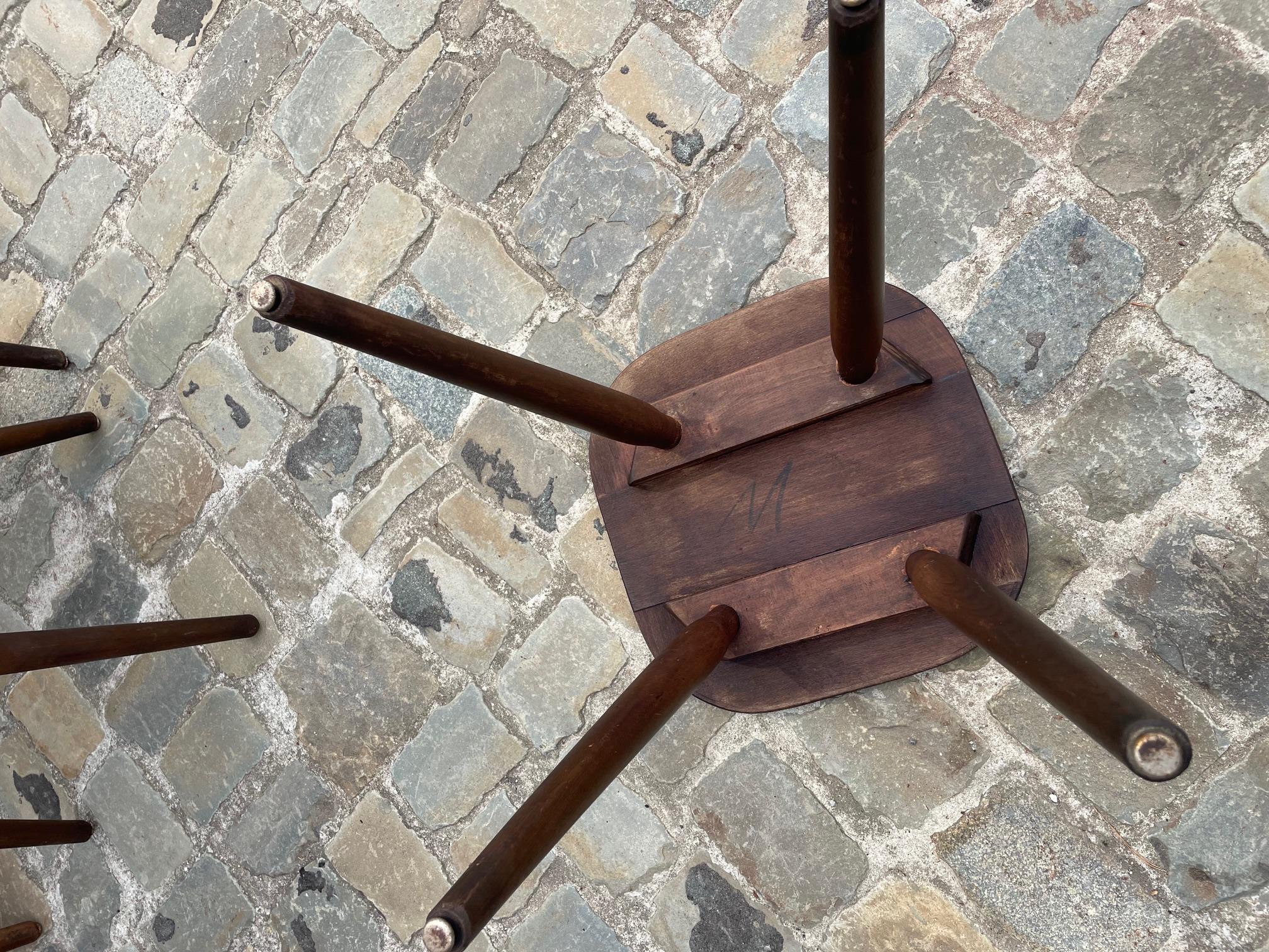Set of 7 vintage oak stools For Sale 4