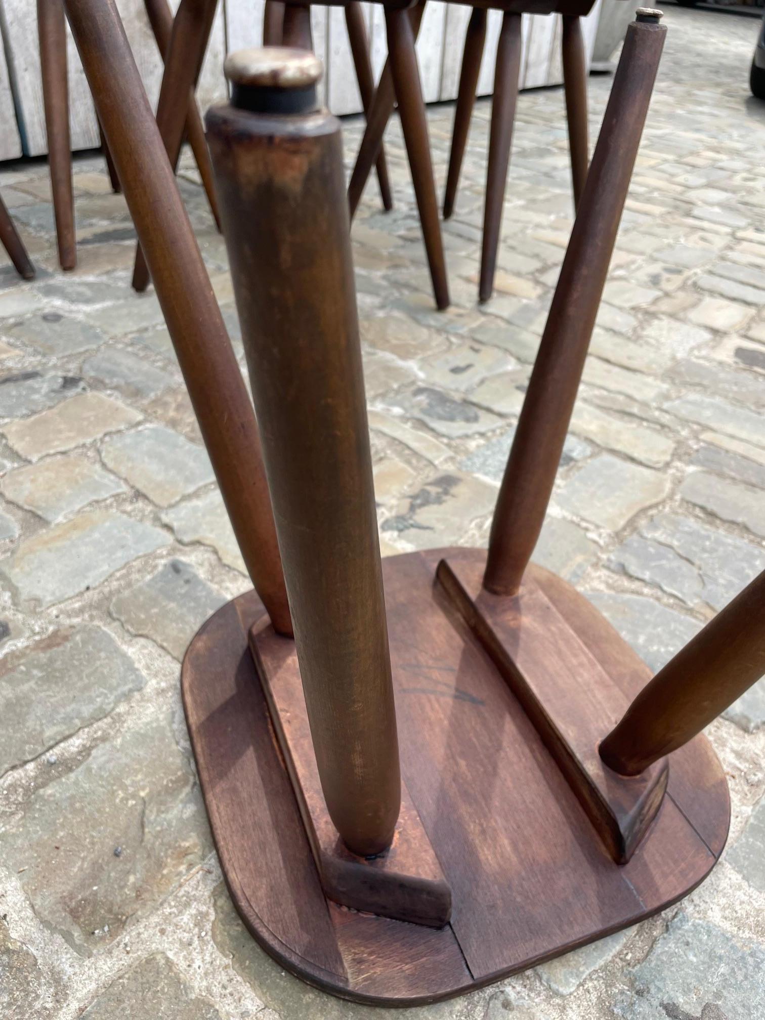 Set of 7 vintage oak stools For Sale 5
