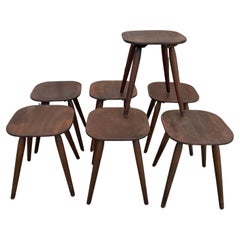 Set of 7 vintage oak stools