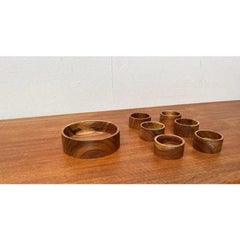 Set of Seven Vintage Scandinavian Teak Bowls, 1970s Design
