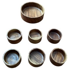 Set of 7 Vintage Scandinavian Teak Bowls, 1970s