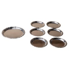 Set of 7 Vintage Stainless Steel Coasters, Italy, 1980s