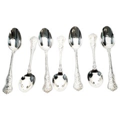 Set of 7 Vintage Tiffany & Co. 1878 Olympian Sterling Teaspoons, No Monogram