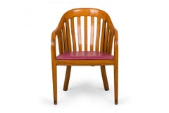 Set of 7 Ward Bennett for Brickel Associates Wood and Magenta Vinyl Library