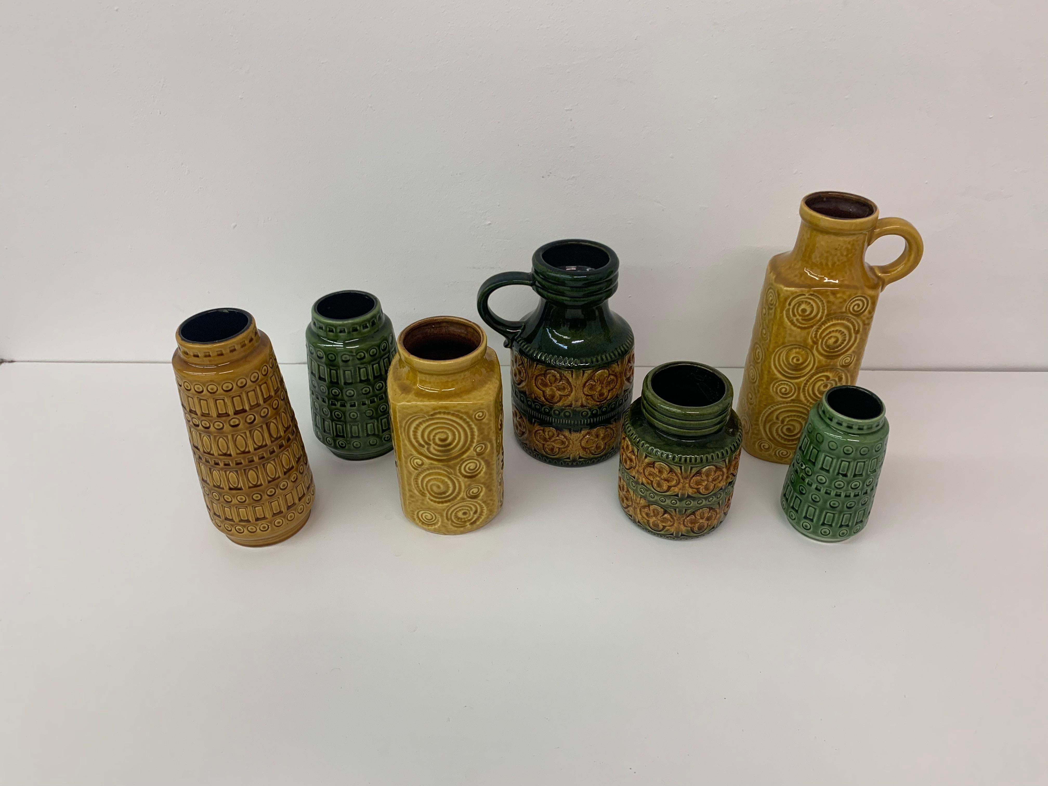 Set von 7 Scheurich-Keramikvasen aus Westdeutschland, 1970er-Jahre im Zustand „Hervorragend“ im Angebot in Delft, NL