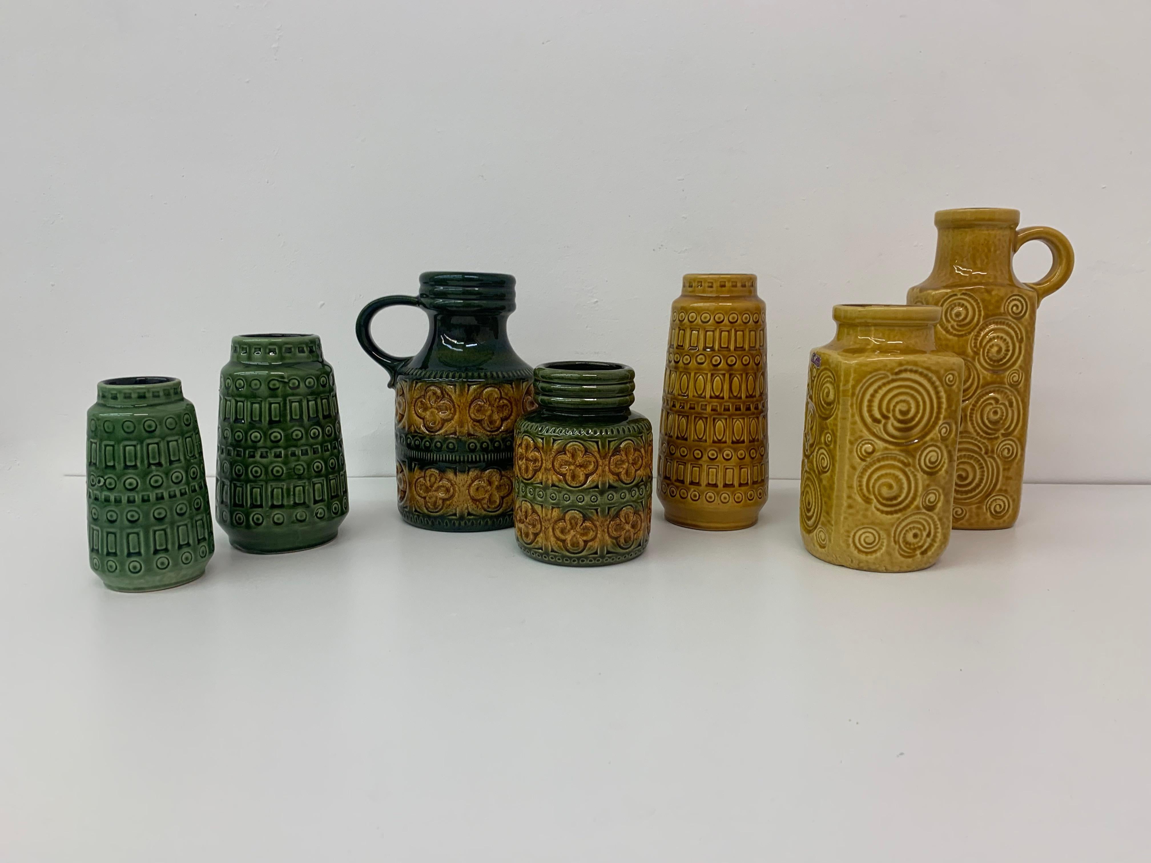 Set of 7 West Germany Scheurich Ceramic Vases, 1970s For Sale 1