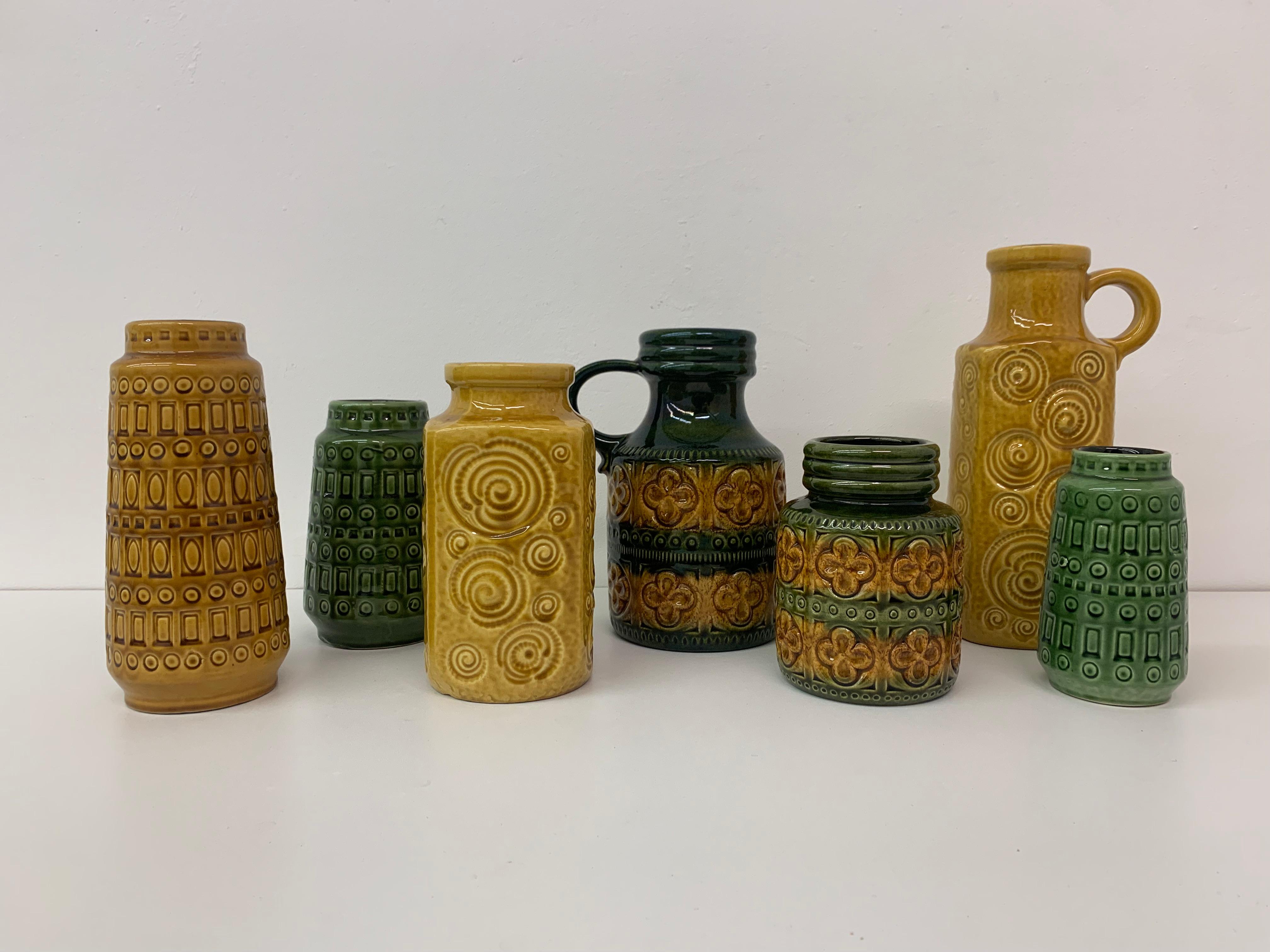 Set of 7 West Germany Scheurich Ceramic Vases, 1970s For Sale 2