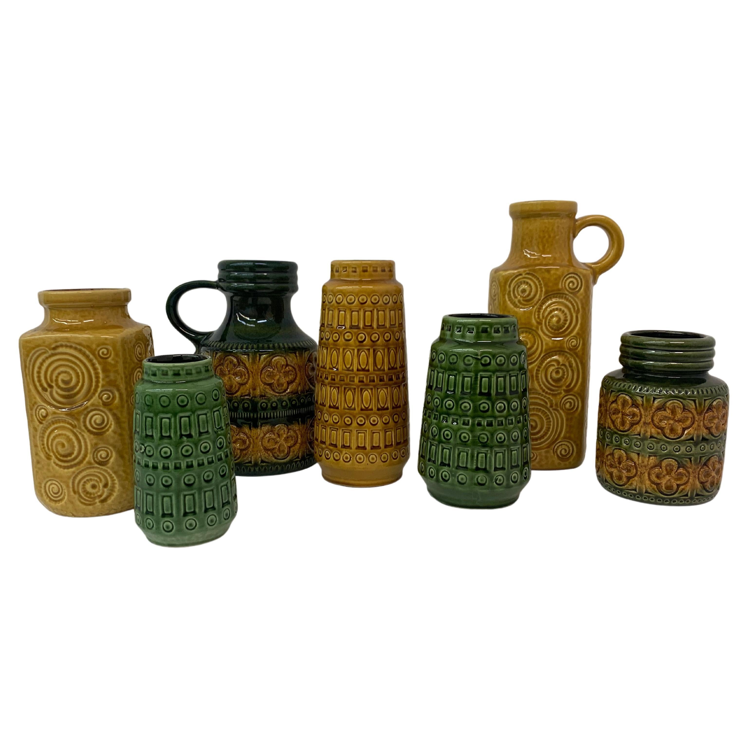 Set of 7 West Germany Scheurich Ceramic Vases, 1970s For Sale