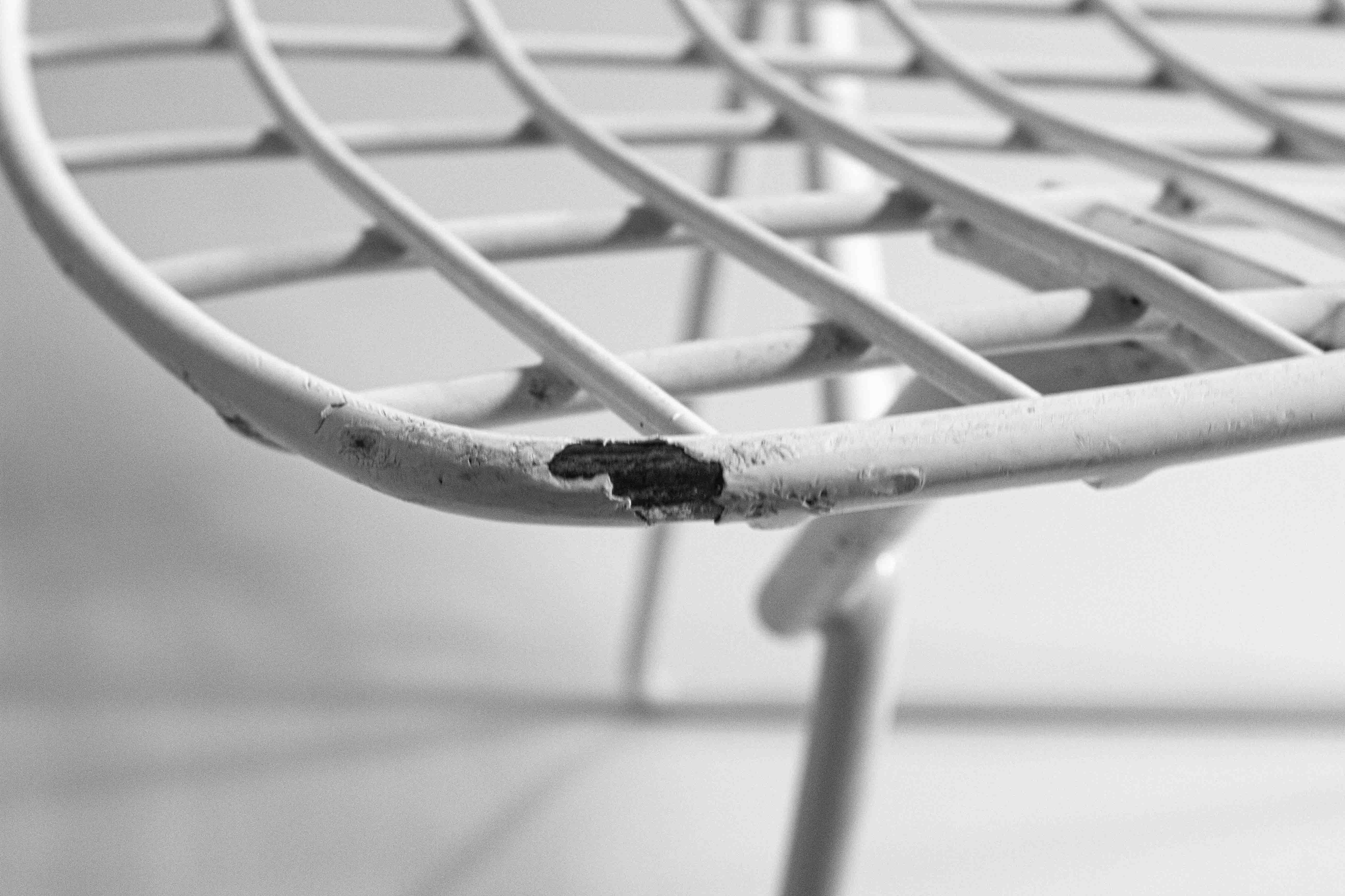 Satz von 7 weiß beschichteten Drahtstühlen von Harry Bertoia für Knoll, 1970er Jahre im Angebot 9