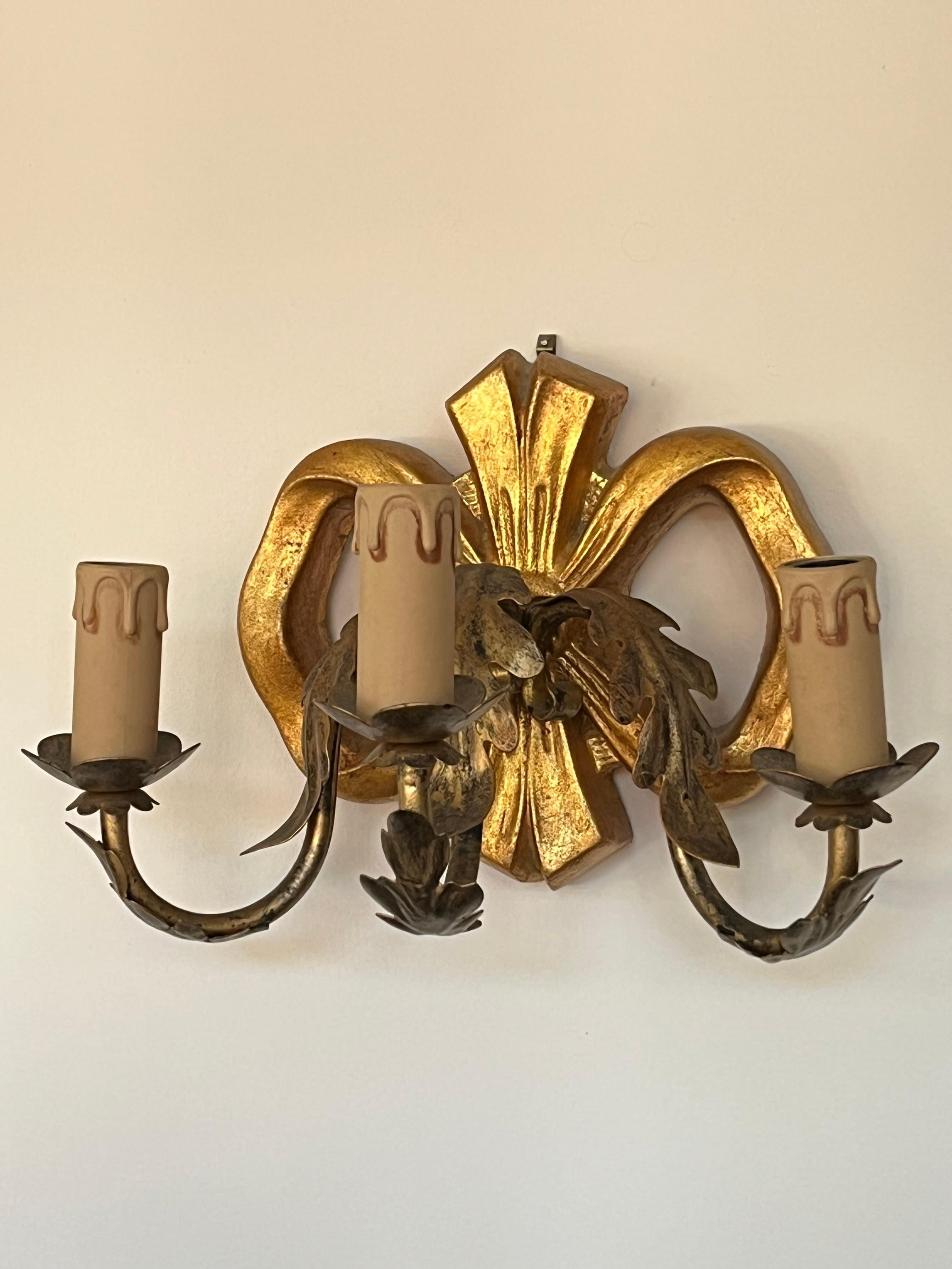 Other Set of 7 Wooden Appliques, Three Lights, Italy, 1980s For Sale