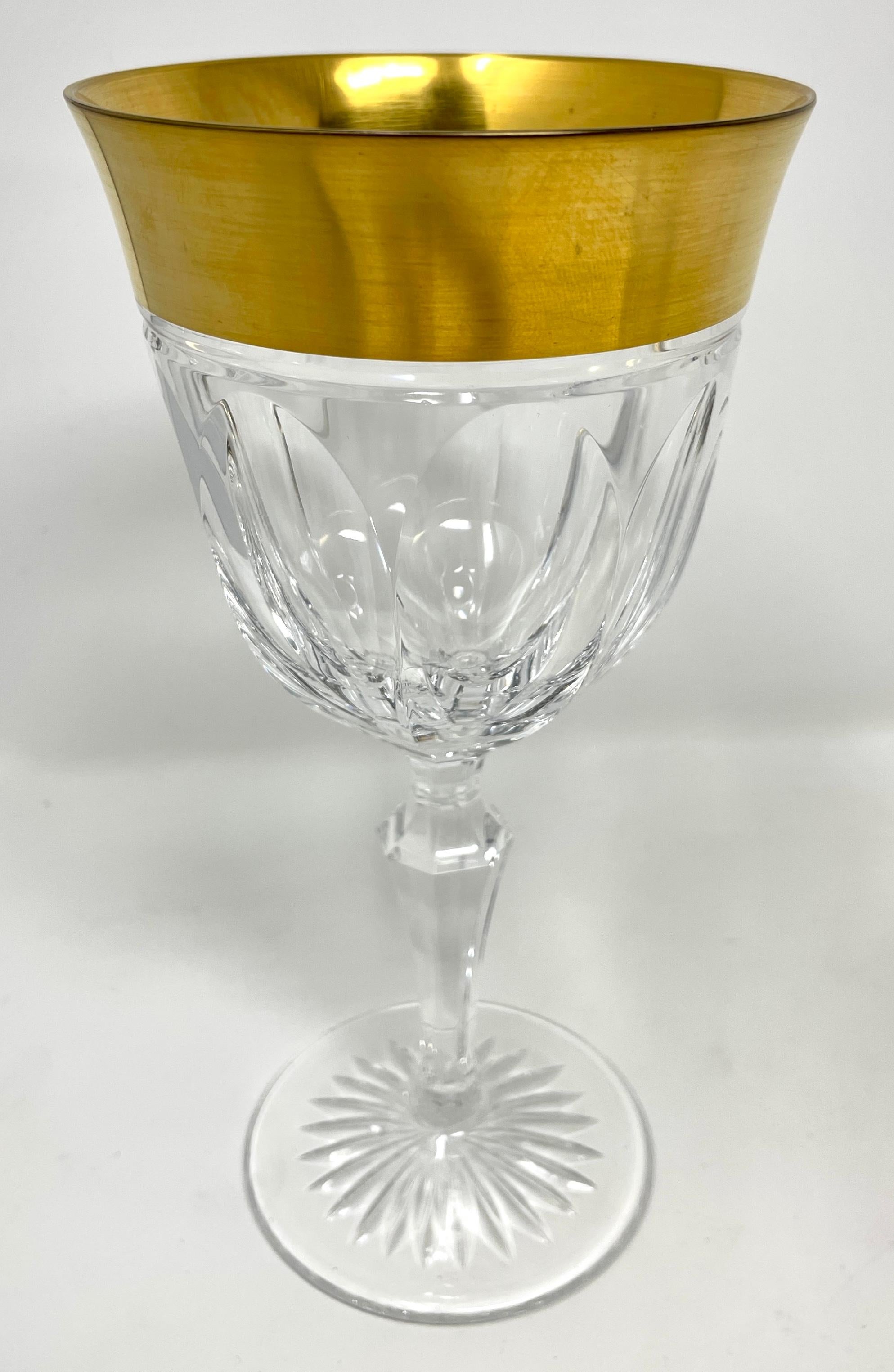 Set of 70 + Antique Continental Hand Cut Crystal & Gold-Leaf Glasses, circa 1890 In Good Condition In New Orleans, LA