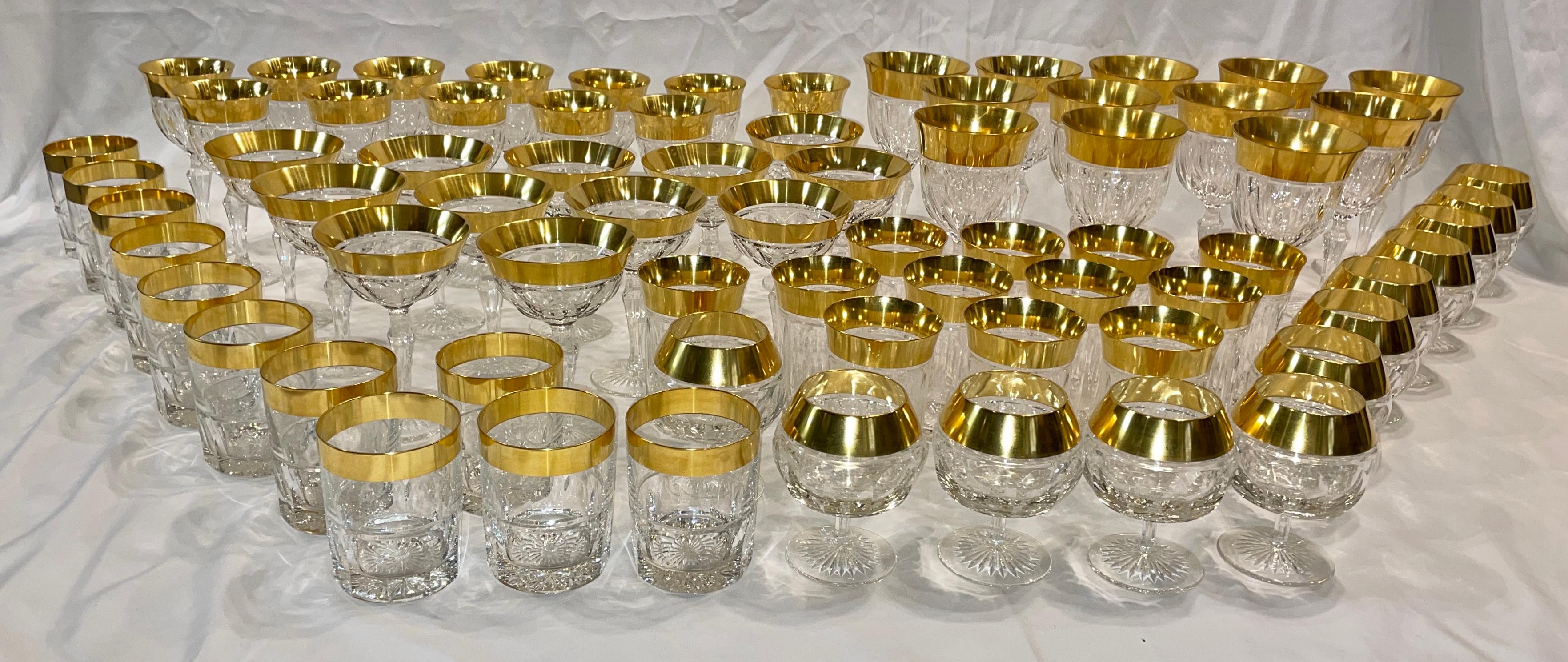 Set of 70 + Antique Continental Hand Cut Crystal & Gold-Leaf Glasses, circa 1890 3