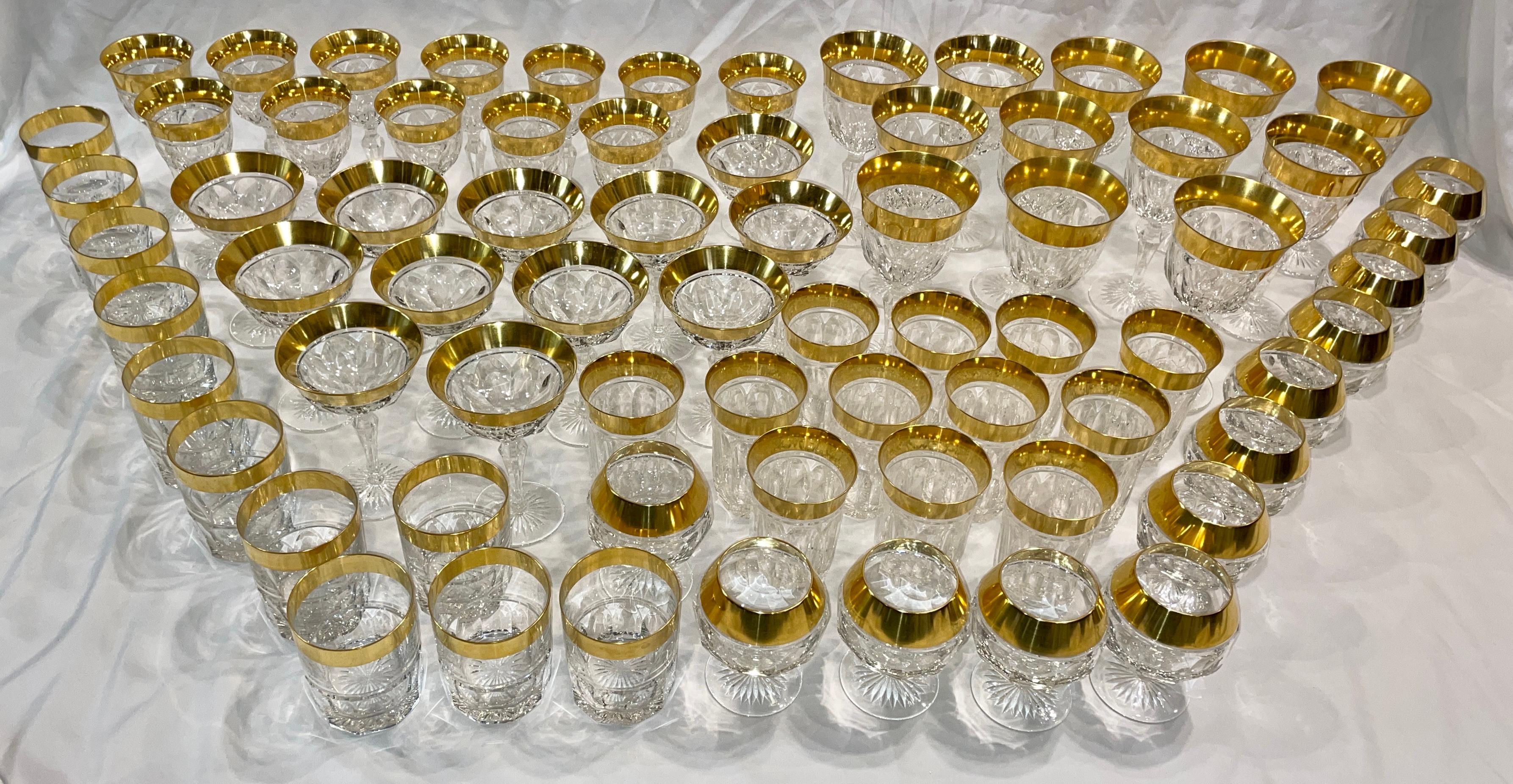 Set of 70 + Antique Continental Hand Cut Crystal & Gold-Leaf Glasses, circa 1890 4
